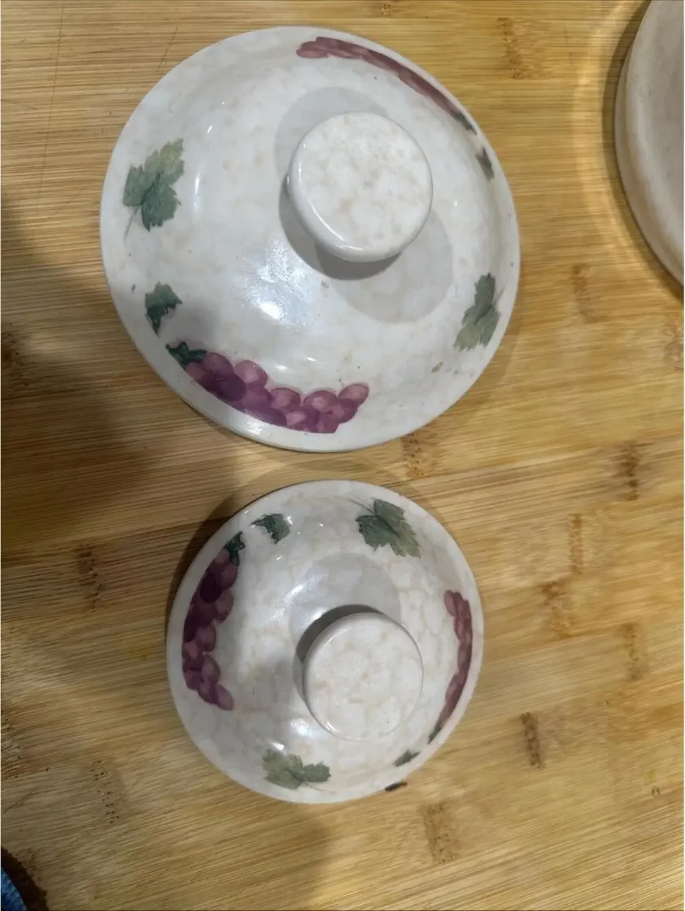2 VTG Fairfield Grape valley Sugar Cookie Jars Canisters Stoneware Disc'd EUC *